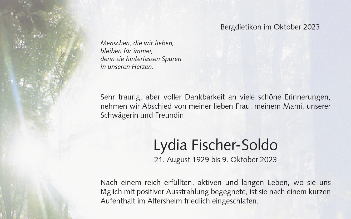 In Gedenken an Lydia Fischer